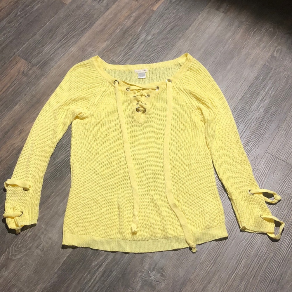 Women’s Main Strip Yellow Laced Sweater Sz S